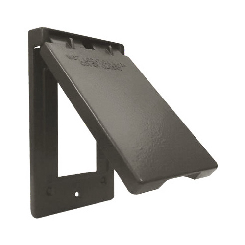 HUBBELL ELECTRICAL PRODUCTS 1C-GV-BR Weatherproof Vertical GFI Flip Cover, Single Gang, Bronze