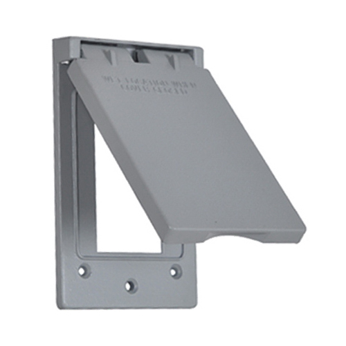 Weatherproof Vertical GFI Receptacle Flip Cover, Gray