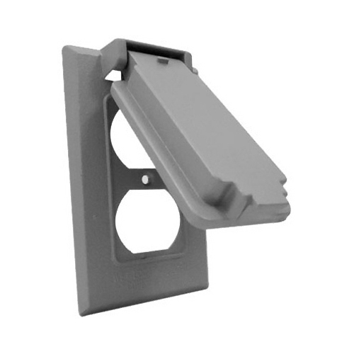 Weatherproof Outlet Flip Cover, Single-Gang, Vertical, Gray