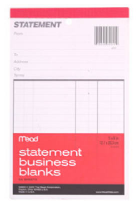 ACCO/MEAD 64900 Statement Business Blanks, 8 x 5 In., 54 Sheets