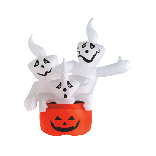 Halloween Inflatable Lawn Decoration, Stacked Ghosts, Lighted, 48-In.