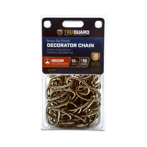 Brass Glow Decorator Chain, #10 x 10-Ft.