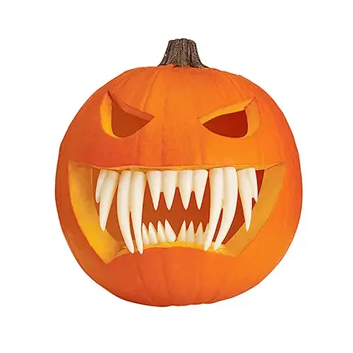 EASTER UNLIMITED 94684F Pumpkin Fangs Set, Glow-in-the-Dark