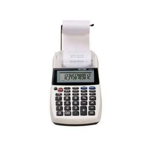 VICTOR 1205-4 LCD Portable Printing Calculator, 12 Digit, Portable Palm/Desktop