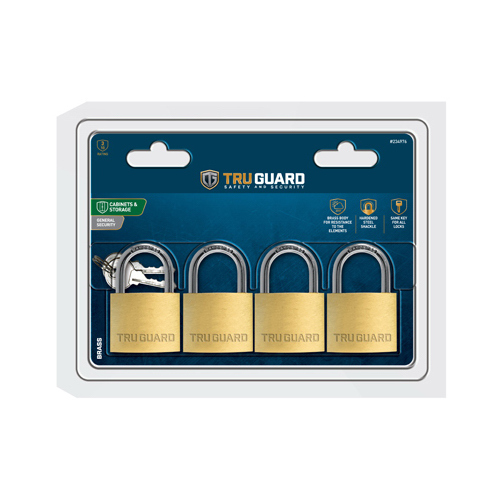 Tru-Guard 1940QTG Keyed-Alike Padlocks, Solid Brass, 1-9/16-In - pack of 4