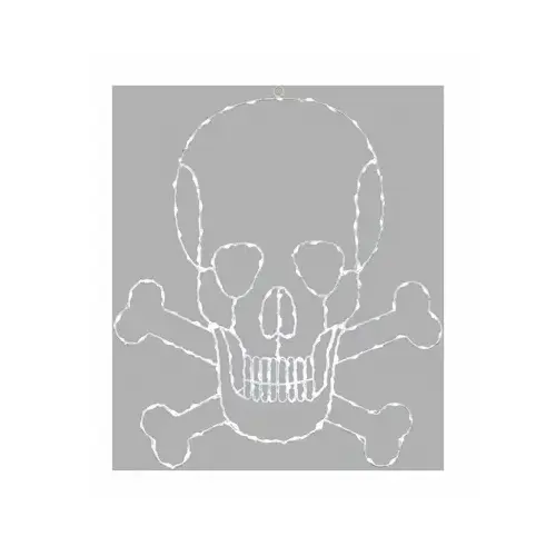 LEDUP MANUFACTURING GROUP LTD 9401195W-18T LED Halloween Decoration, Skull & Crossbone, 190 White Lights, 24-In.