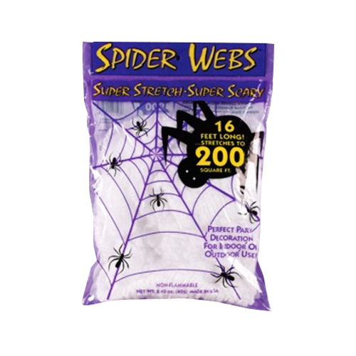Halloween Super Stretch Spider Web, 16-Ft. - pack of 48