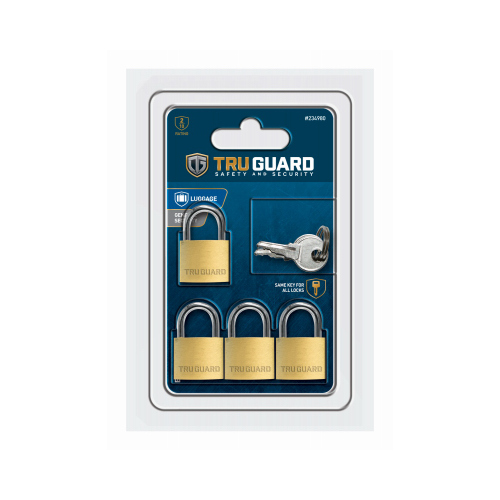 Tru-Guard 1920QTG Keyed-Alike Padlocks, Solid Brass, 3/4-In - pack of 4