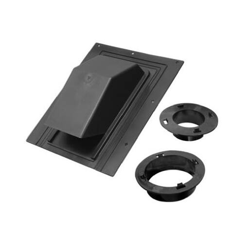 4 In. Exhaust Roof Vent, Removable Screen & Damper, Black Plastic