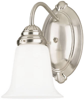 Westinghouse 66496 00 Wall Fixture, 120 V, 1-Lamp, Incandescent, LED Lamp, Metal Fixture, Brushed Nickel Fixture