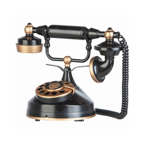 Gemmy 224624 Victorian Style Telephone, Halloween Decoration, Black & Gold