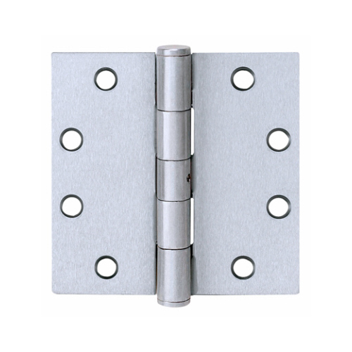 Ball Bearing Plain Hinge, 3-1/2 in H Frame Leaf, Stainless Steel, Satin, Removable Pin