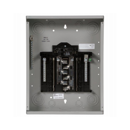 SN Assembled Load Center, 100 A, 12 -Space, 24 -Circuit, Main Breaker, Plug-On Neutral, Gray