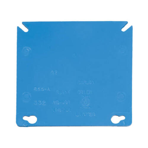 Carlon A400R-CAR Electrical Box Cover, 4 in L, 4 in W, Square, PVC, Blue