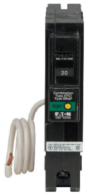 Eaton BRN115AF Circuit Breaker, Type BR, 15 A, 1 -Pole, 120/240 V, Instantaneous, Long Time Trip, Pigtail Mounting