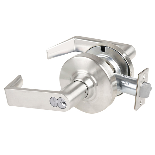 Grade 1 Corridor Lock, Rhodes Lever, Schlage FSIC Prep with Core, 5 In. Backset Extension, Satin Nickel Finish, Non-handed Satin Nickel