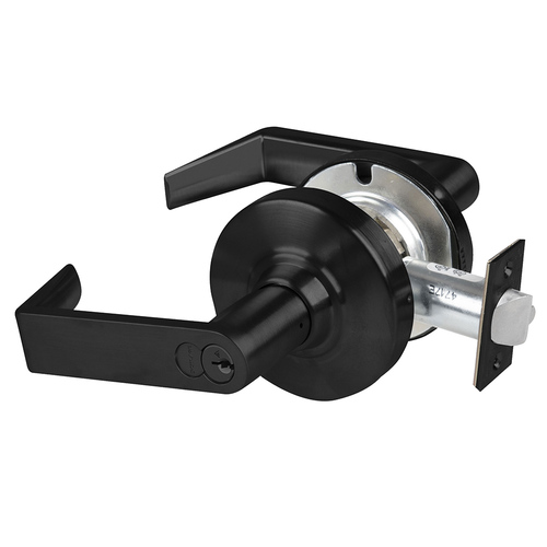 Schlage Grade 1 Communicating Lock, Rhodes Lever, FSIC Prep with Core, 5" Backset Extension, Matte Black Finish