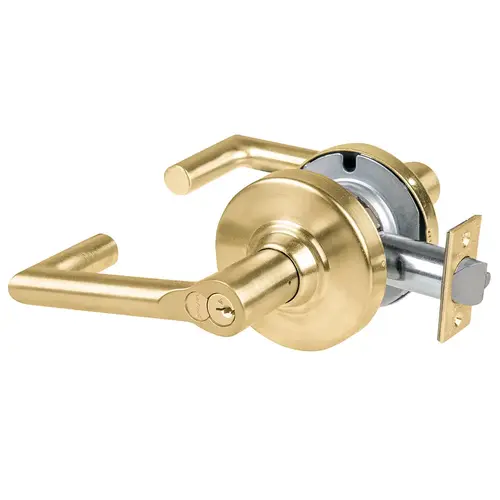 ALX Series Grade 2 Entry Boardwalk Lever Lock with Large Format IC Core C Keyway; 47267042 Deadlatch; and 47267101 ANSI Strike Satin Brass Finish