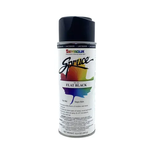 Fast Drying Lacquer Spray Paint, 16 fl-oz Aerosol Can, Flat Black, 15 sq-ft Coverage