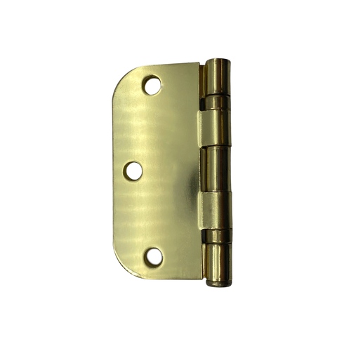 RCBB1842 3-1/2" x 3-1/2" 5/8" Radius Full Mortise Residential Weight Ball Bearing Hinge Bright Brass Finish - pack of 2