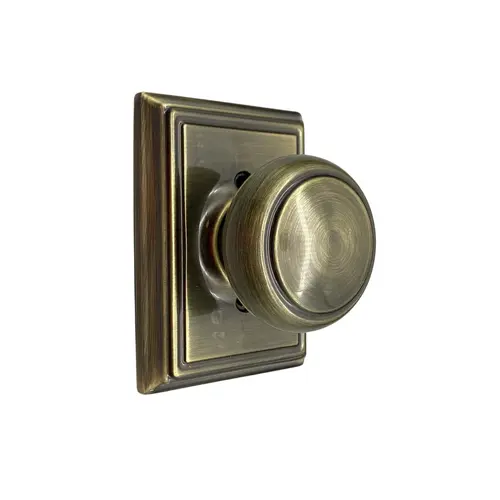 Andover Knob with Addison Rose Half Dummy Antique Brass Finish