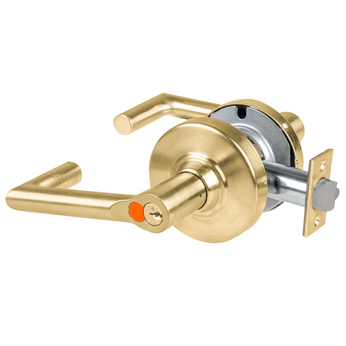 Grade 2 Office Cylindrical Lock with Field Selectable Vandlgard, Boardwalk Lever, SFIC Construction Core, Satin Brass Finish, Non-handed Satin Brass