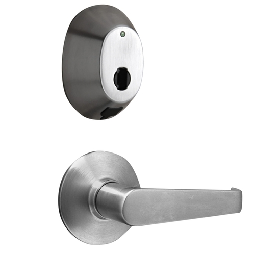 dormakaba Multi-Housing RI6200S-26D InSync Battery Operated Interconnected Cylindrical Latch and Deadbolt Lock, Unit, Electronic RFID Keys, Troy Lever, Left Hand, Satin Chrome Satin Chrome