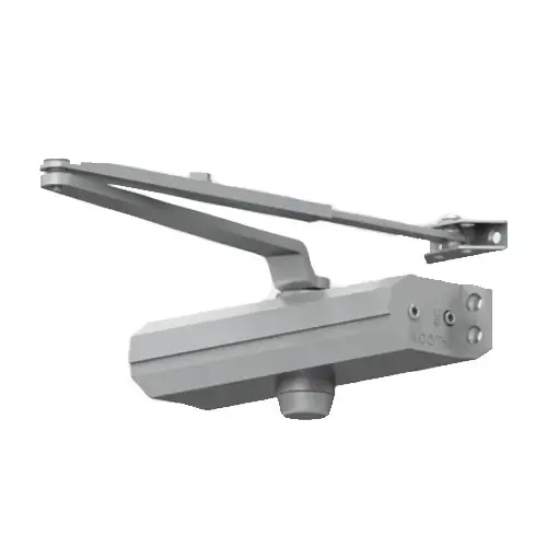 Light - Medium Duty Surface Door Closer with Spring and Stop Hold Open Arm Aluminum Finish