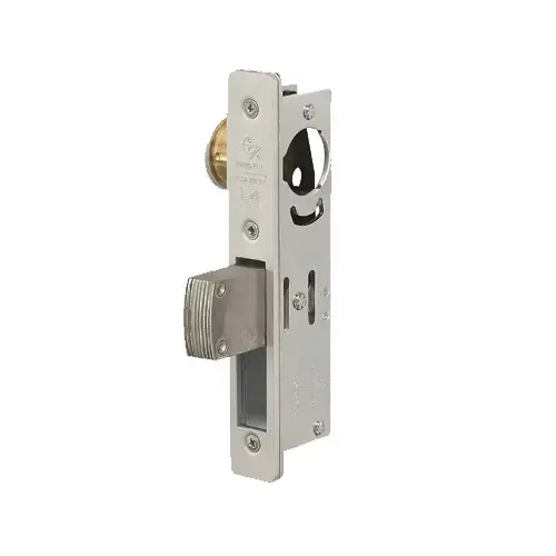 31/32" Backset Deadbolt, 1" x 6-7/8" Flat Faceplate, Fits Glass Aluminum Doors, 628/US28 Aluminum Clear Anodized Aluminium