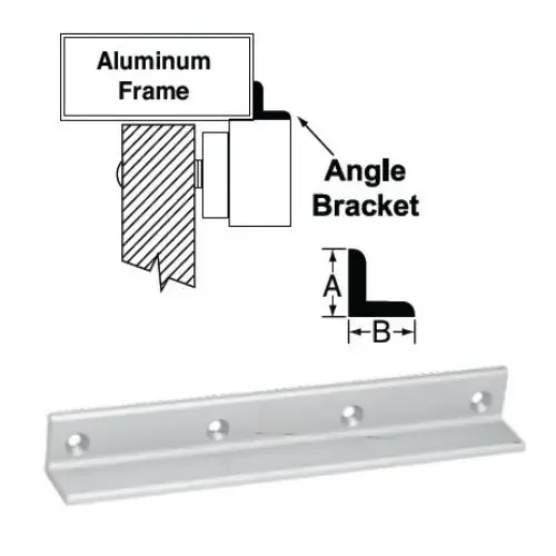 Angle Bracket for 1582 Double Maglocks, 1" x 1-/2" x 17-1/2", 628/US28 Satin Aluminum