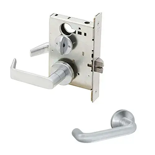 Bed / Bath Privacy Mortise Lock with 03 Lever and L Escutcheon Satin Stainless Steel Finish