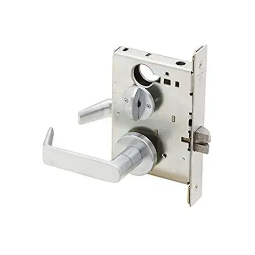 Bed / Bath Privacy Mortise Lock with 06 Lever and A Rose Bright Chrome Finish