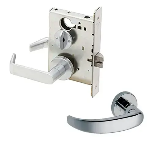 Bed / Bath Privacy Mortise Lock with 17 Lever and A Rose Satin Stainless Steel Finish