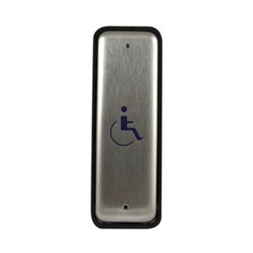 1-1/2" x 4-3/4" Jamb Plate with Handicap Logo Satin Stainless Steel Finish