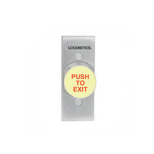 1-5/8" Mushroom Button, Single Gang, Glow-in-the-Dark "PUSH TO EXIT", Narrow Stile