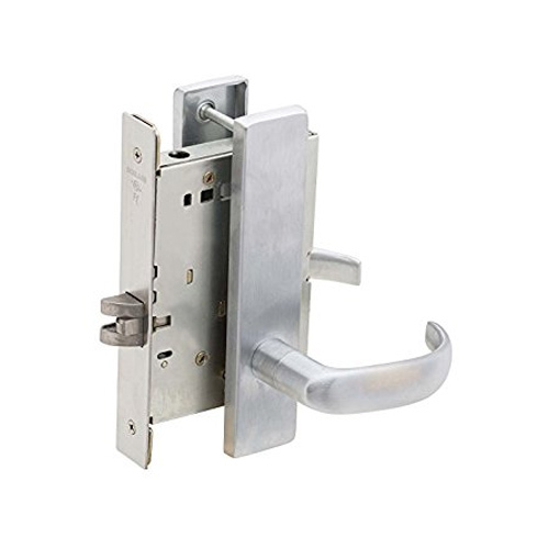Passage Latch Mortise Lock with 17 Lever and N Escutcheon Bright Brass Finish