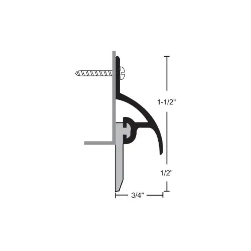 36" Vinyl Door Sweep with Drip Cap Clear Anodized Aluminum Finish