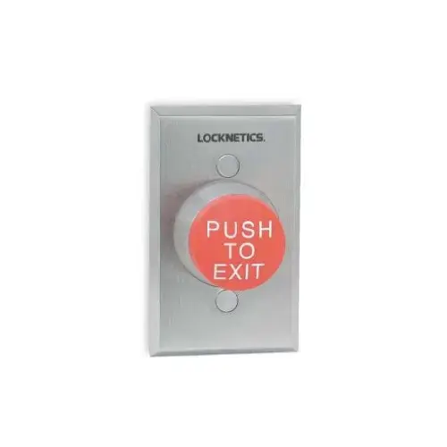 1-5/8" Mushroom Button, Single Gang, Red, "PUSH TO EXIT", Alternate Action - Maintained