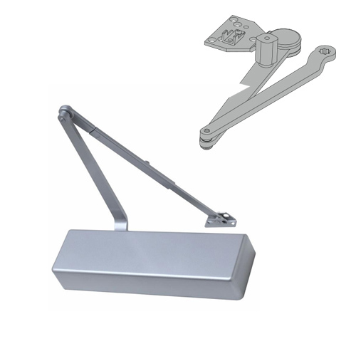 Heavy Duty Surface Door Closer with Dead Stop Arm and Hold Open Aluminum Finish