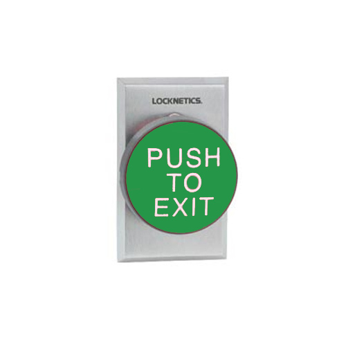 2-3/4" Heavy Duty Green Pushbutton with Push to Exit Engraved Aluminum Finish Bright Chrome