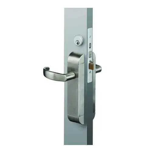 Dual Force Interconnected Deadbolt/Deadlatch with Electric Trim Set with Curve Handle, 1-1/2" BS, Radius Strike Satin Stainless Steel Finish