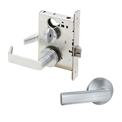 Bed / Bath Privacy Mortise Lock with 01 Lever and N Escutcheon Bright Chrome Finish