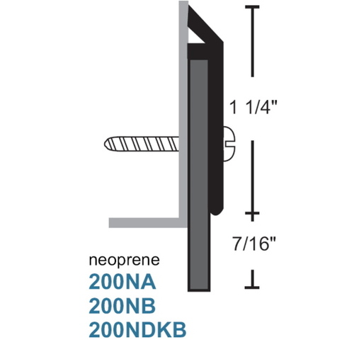 National Guard Products 200NA 48 48" Black Neoprene Door Sweep Clear Anodized Aluminum Finish