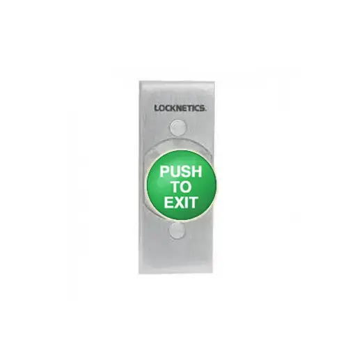 1-5/8" Heavy Duty Narrow Stile Green Pushbutton with Push to Exit Engraved Aluminum Finish