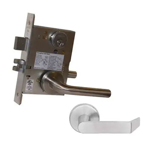 Store / Utility Room Mortise Lock C Keyway with 06 Lever and L Escutcheon Satin Chrome Finish