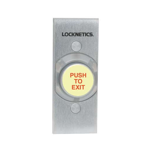 1-1/4" Button, Single Gang, Glow-in-the-Dark "PUSH TO EXIT", Narrow Stile