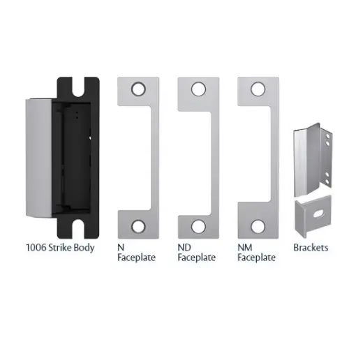 Fire Rated Electric Strike 12/24VDC, FSE, CAS Complete Kit Includes N, ND, and NM Faceplates (4-7/8" x 1-1/4") Cylindrical/Mortise/Rim Exits LatcMax 3/4" Throw Satin Stainless Steel