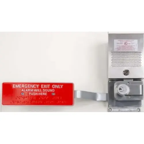 Panic Deadbolt Exit Alarm Lock, Silver, Aluminium, Red