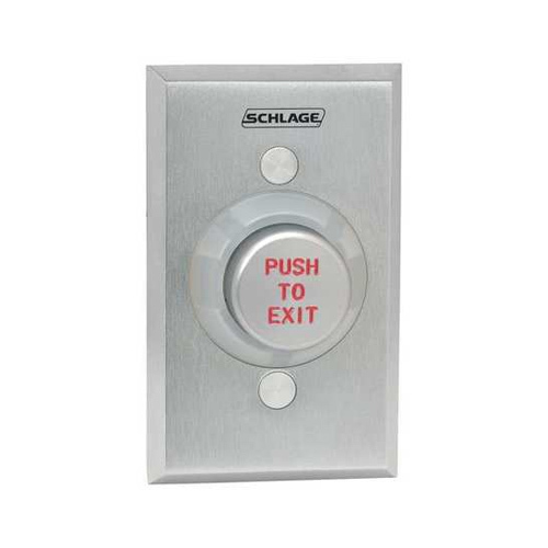 1-1/4" Heavy Duty Delay Action Pushbutton with Push to Exit Engraved Aluminum Finish