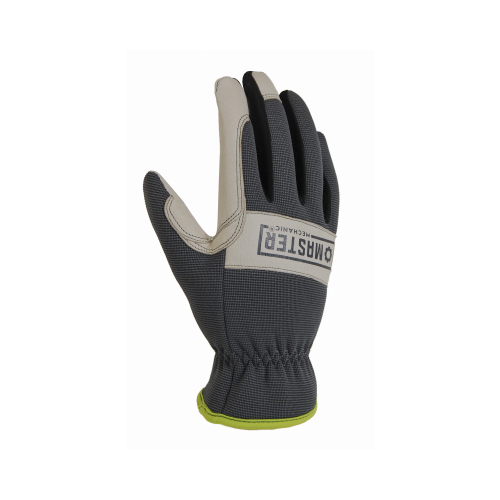 Hybrid High-Performance Work Gloves, Leather Palm, Spandex Shell, Men's Medium